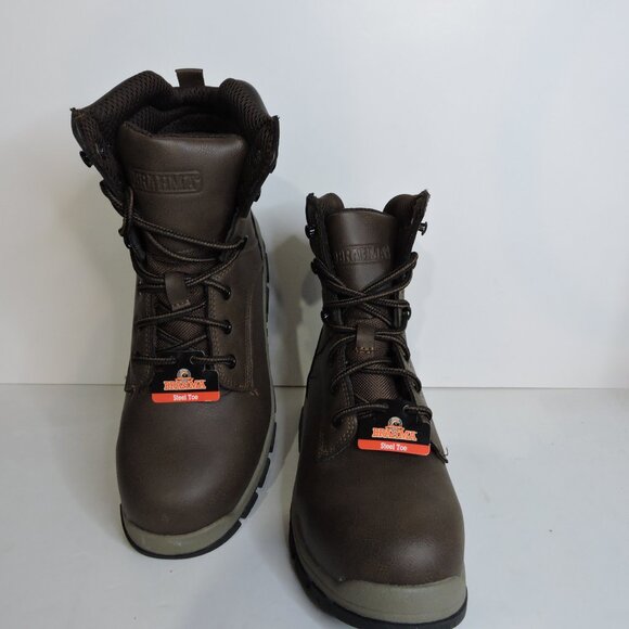 Brahma Vertex Men's 8" Steel Toe Slip and Oil Resistant Brown Work Boots Size 7 - Picture 2 of 6